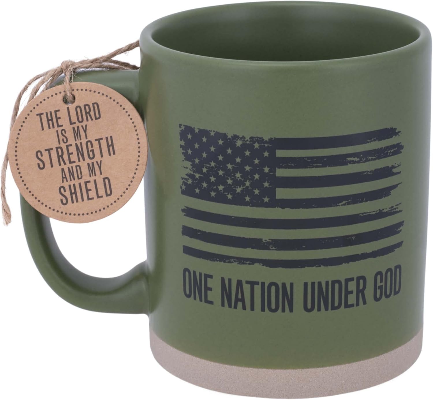 Lighthouse Christian Products One Nation Under God American Flag Green 16 Ounce Ceramic Mug