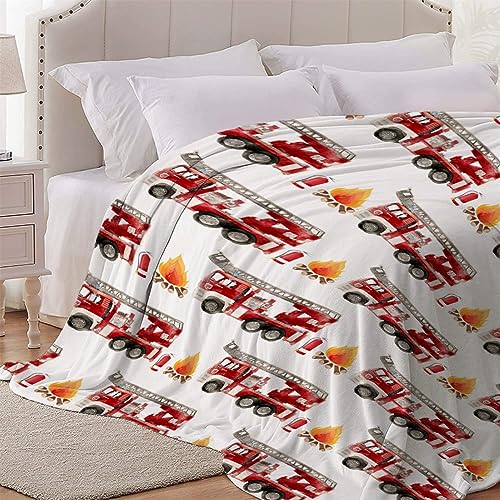 Image of Fire Truck Fireman Blanket Gifts Super Soft Fleece Throw Blankets Cozy Flannel Air Conditioning Blanket Blanket for Couch Bed 60x50 in for Teen