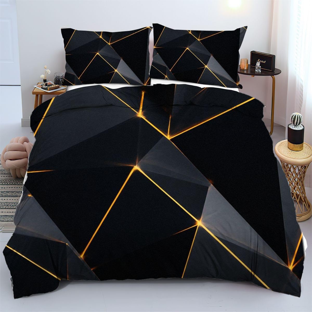 Ensemble de literie 140x200 cm de haute qualité motif triangles