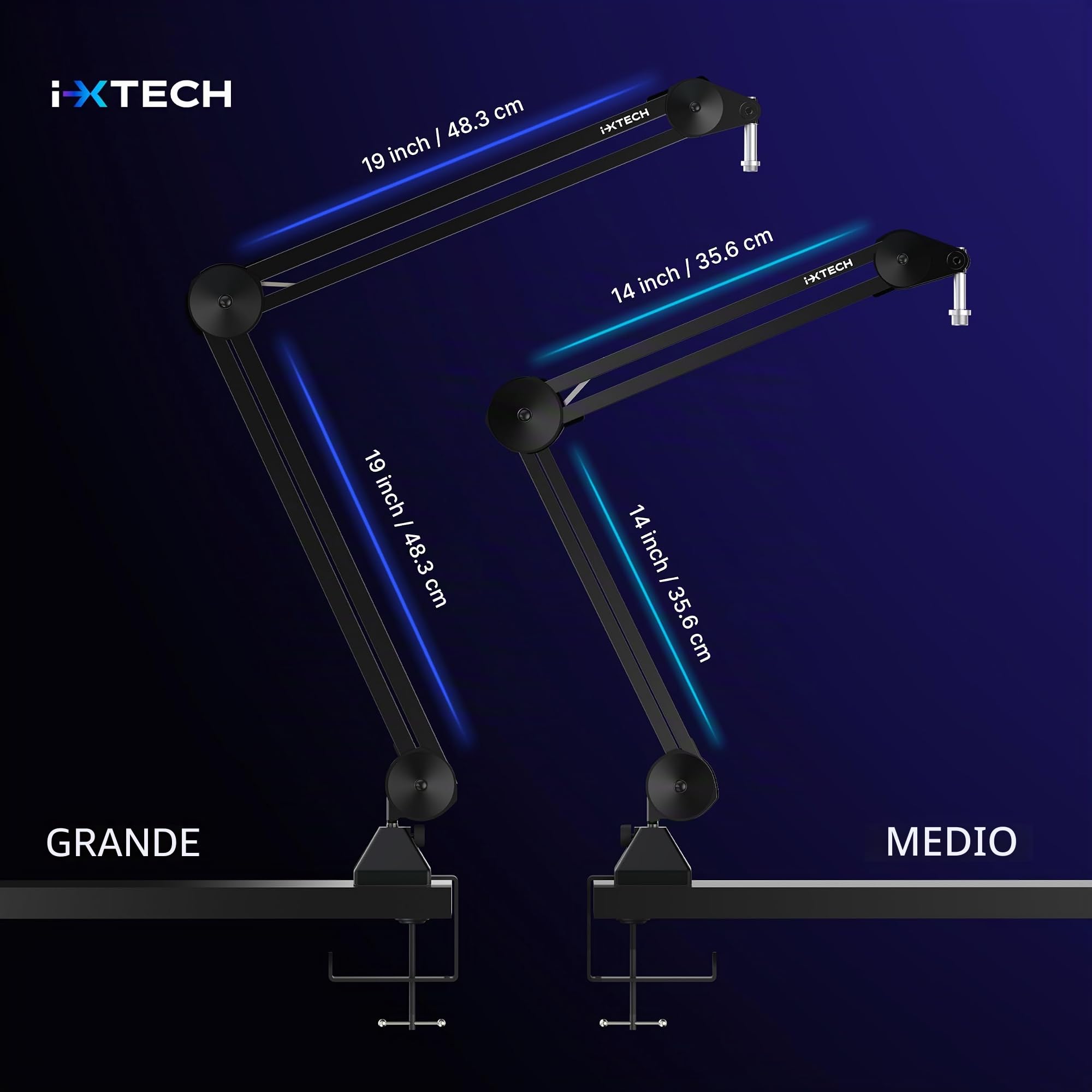 IXTECH Supporto per microfono a braccio regolabile, resistente, con fascette, supporto da scrivania per gaming, streaming e podcasting.