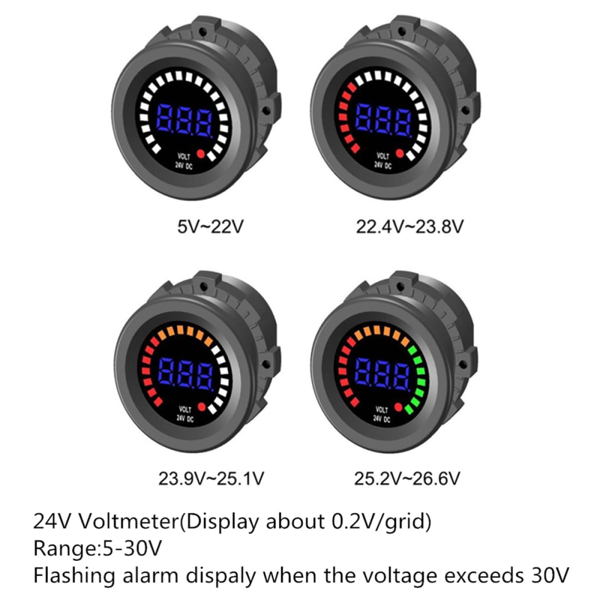 CHILDWEET Mini Voltímetro Digital Led De Voltímetro Para Coche y Motocicleta Medición Antirretroceso