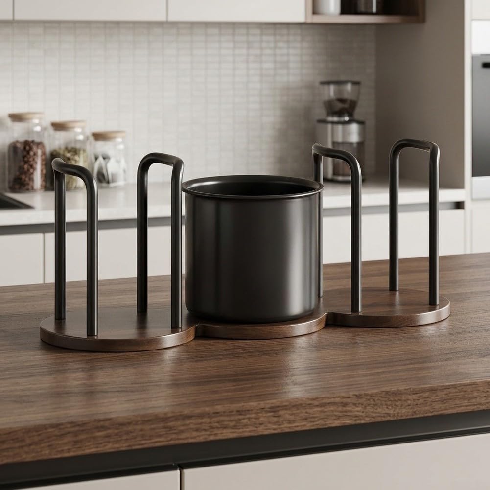 QOXEZY Arbeitsplatten-Becherhalter, 3-in-1-Multifunktions-Aufbewahrung für Pappbecher, Strohhalme und Kaffeezubehör, stabiler Karbonstahl für Küchentheke, Kaffeebar, Büro-Pausenraum(6)
