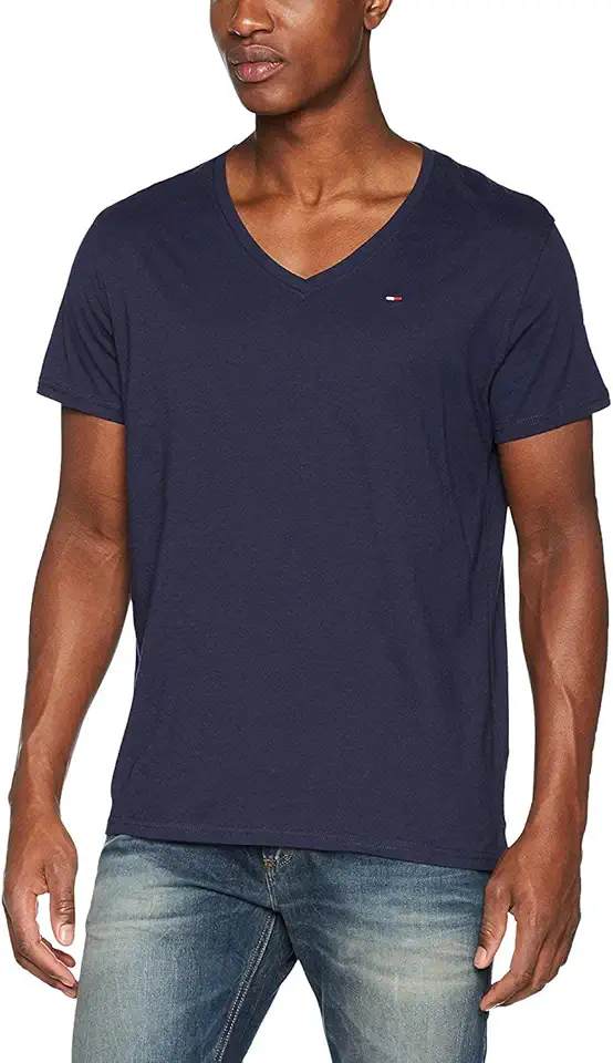 Tommy Jeans Herren T-Shirt Kurzarm TJM Original V-Ausschnitt