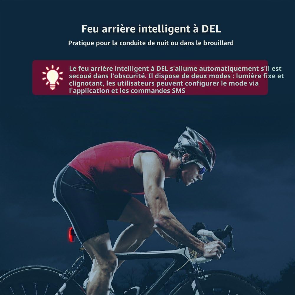 Traceur GPS 4G pour vélo et Moto,Couverture Mondiale,localisation en Temps réel par APP/Web/SMS,Alerte SOS,Alerte Mouvement