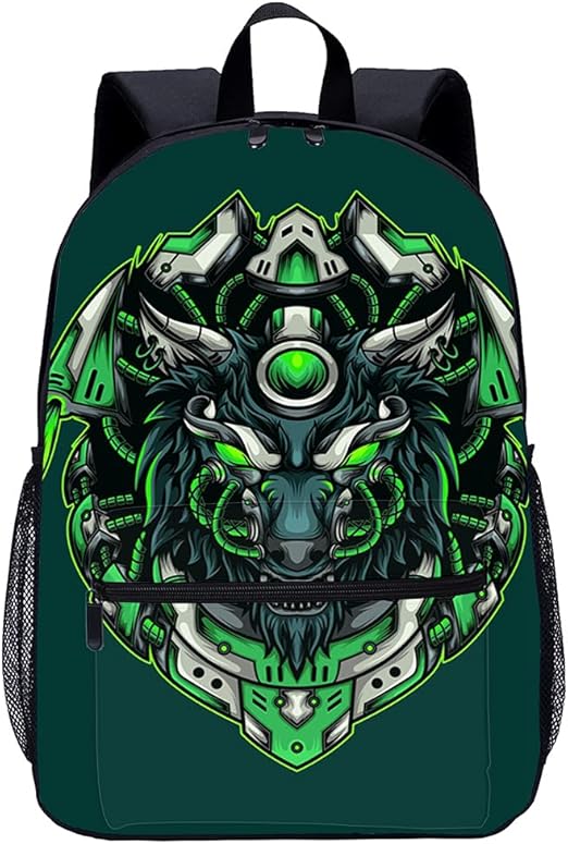 3D Printed Backpack Mecha Style Wolf Everyday Backpack Suitable For