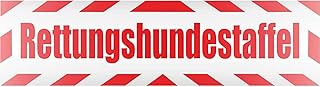 INDIGOS UG - Magnetschild Auto Rettungshundestaffel mit Rahmen 45 x 12 cm rot reflektierend - Magnetfolie LKW Truck Transporter Baustellenfahrzeug Firmenwagen - flexibel abnehmbar und