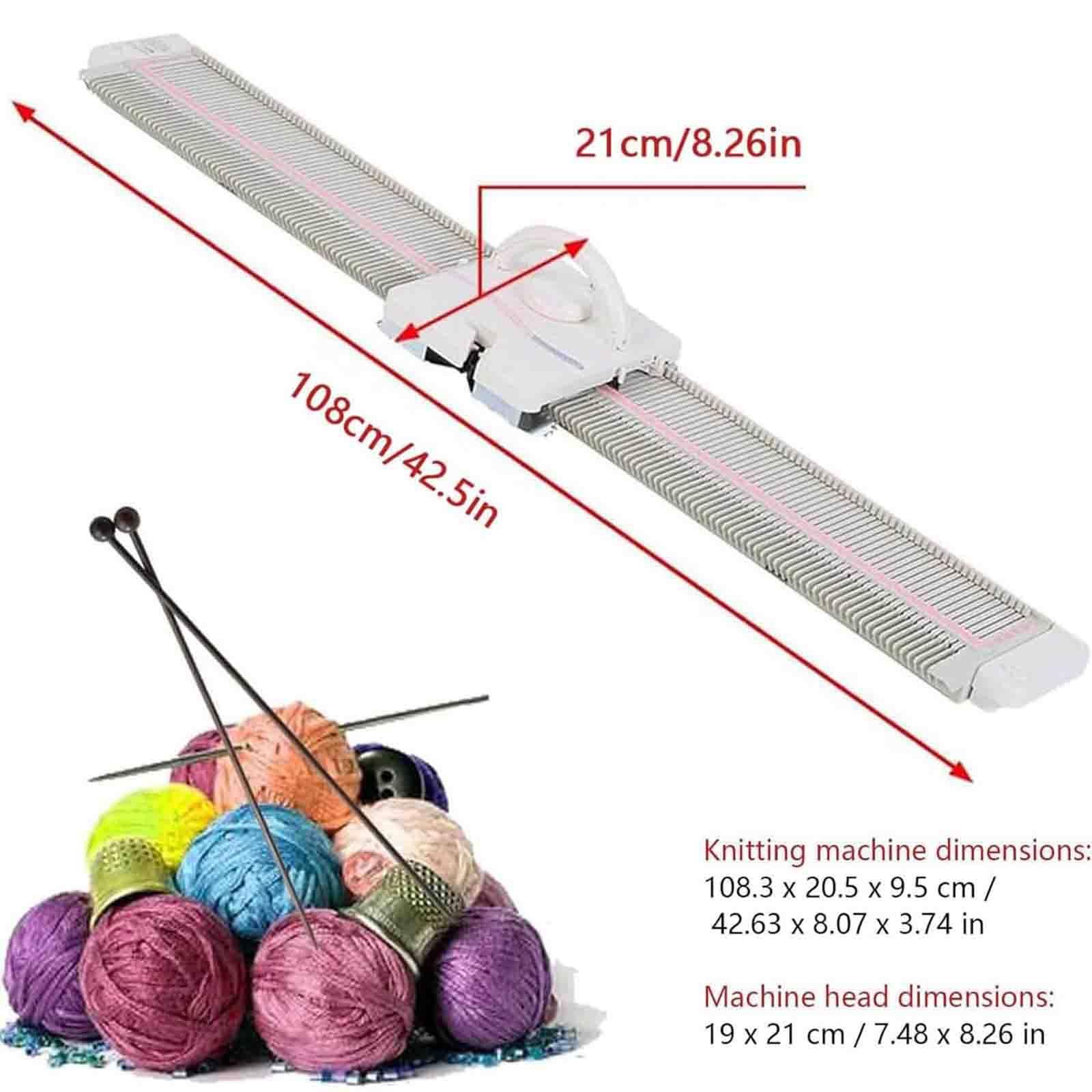 Máquina De Tejer Calibre Medio 6,5 mm 150 Puntadas,Portátil y Eficiente en Plástico con Accesorios Completos,para Fabricar Suéteres,Calcetines,Sombreros y Bufandas en Casa