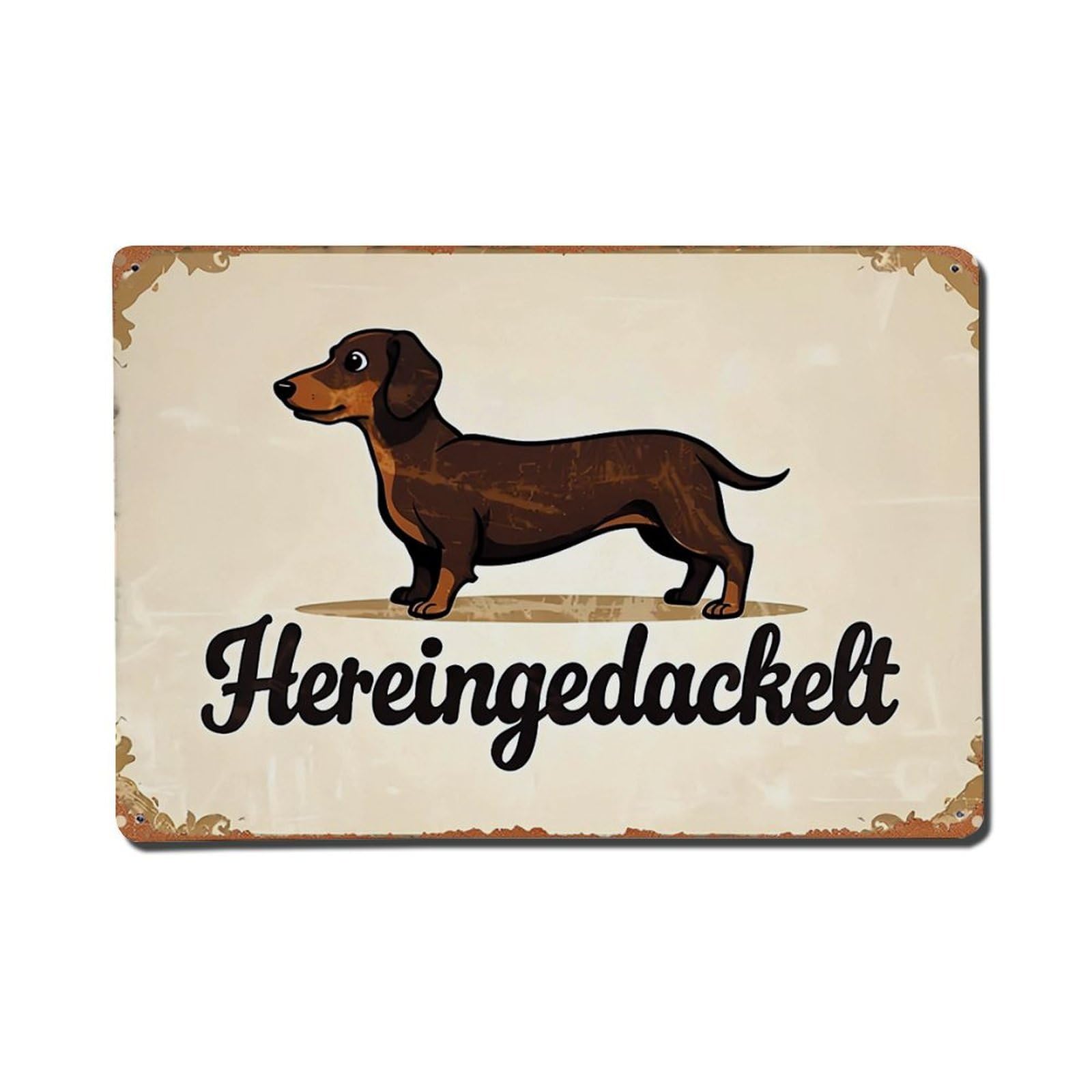 Nestemfo Vintage Dachshund Hereingedackelt Sign Art Tin Sign Metal Sign, Living Room,Bar, Home, Bedroom Wall Decor,Retro Metal Poster 8X12 Inches