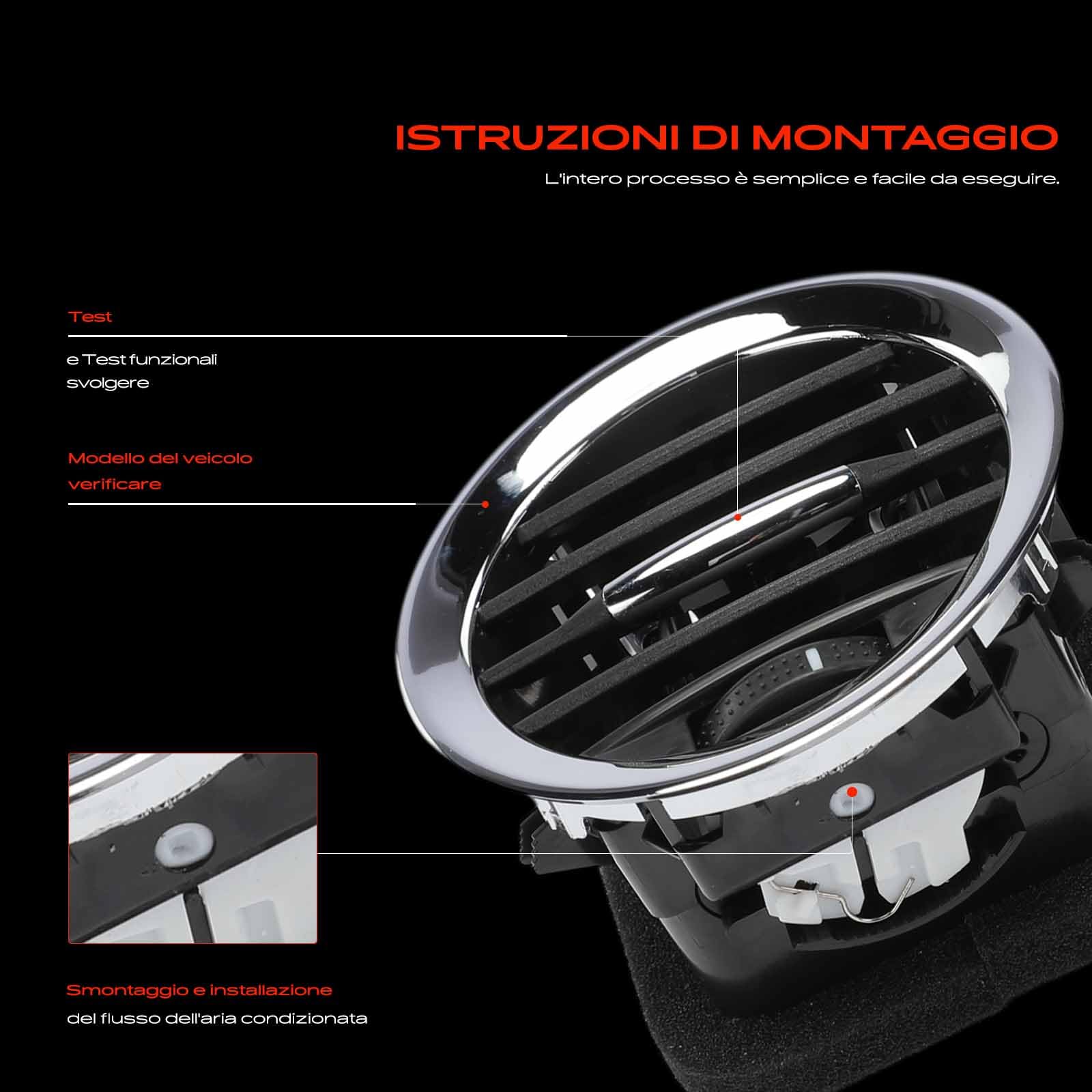 Frankberg 2x Bocchetta di Ventilazione Bocchette di uscita dell'aria Anteriore Compatibile con Corsa D S07 Adam M13 Adam Corsa D Furgone/Compatto S07 Replace# 13417366