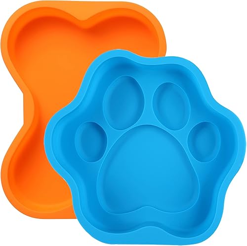 2 moldes de silicona para tartas de cumpleaños de perro, forma de hueso, 8 pulgadas
