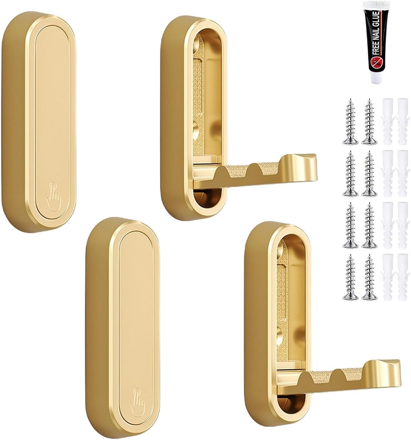 PAQWTYB Hooks, 4 Pack Zinc Alloy Invisible Hanger Hook Metal Foldable Coat