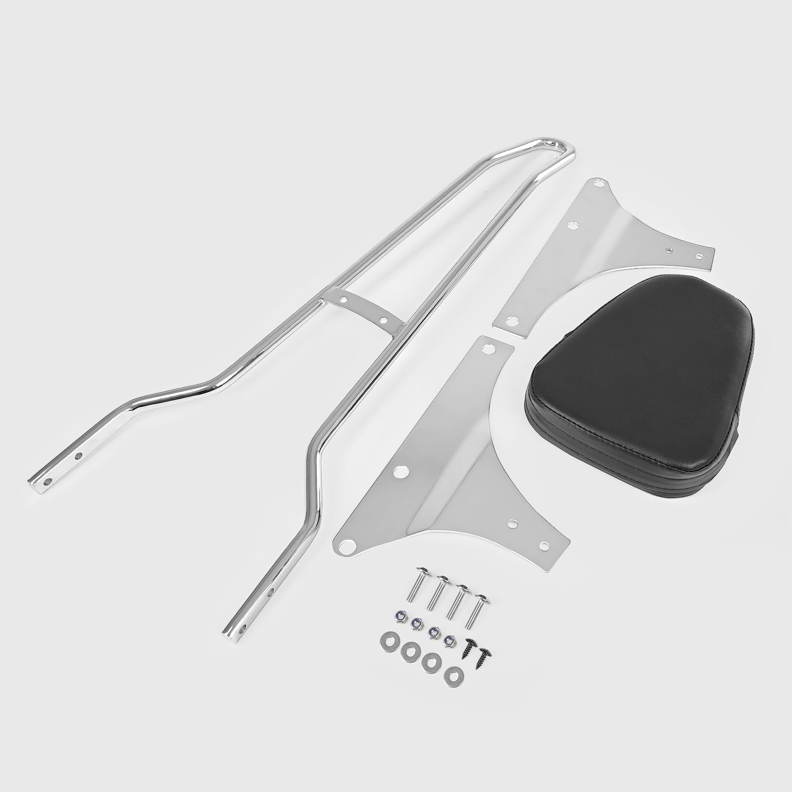 WOOGA Portapacchi posteriore per moto schienale alto per passeggero rimovibile sissy bar per Har&ley-Davidson Dyna Softail FXST FXDF Fat bob Street bob Softail Custom Iron 883X Deluxe FLSTN (Cromo)