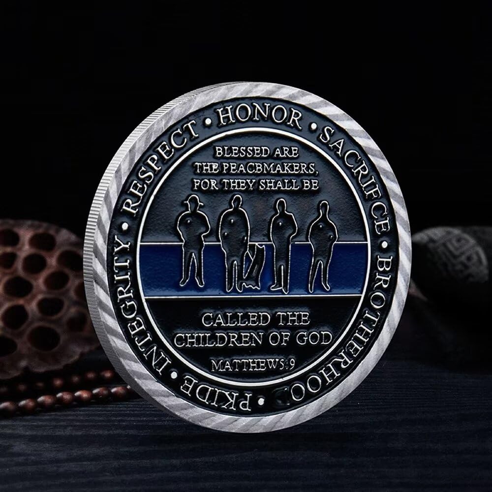 Police Challenge Coins - 5 Pack Skeleton & Justice Design For Law Enforcement Gifts