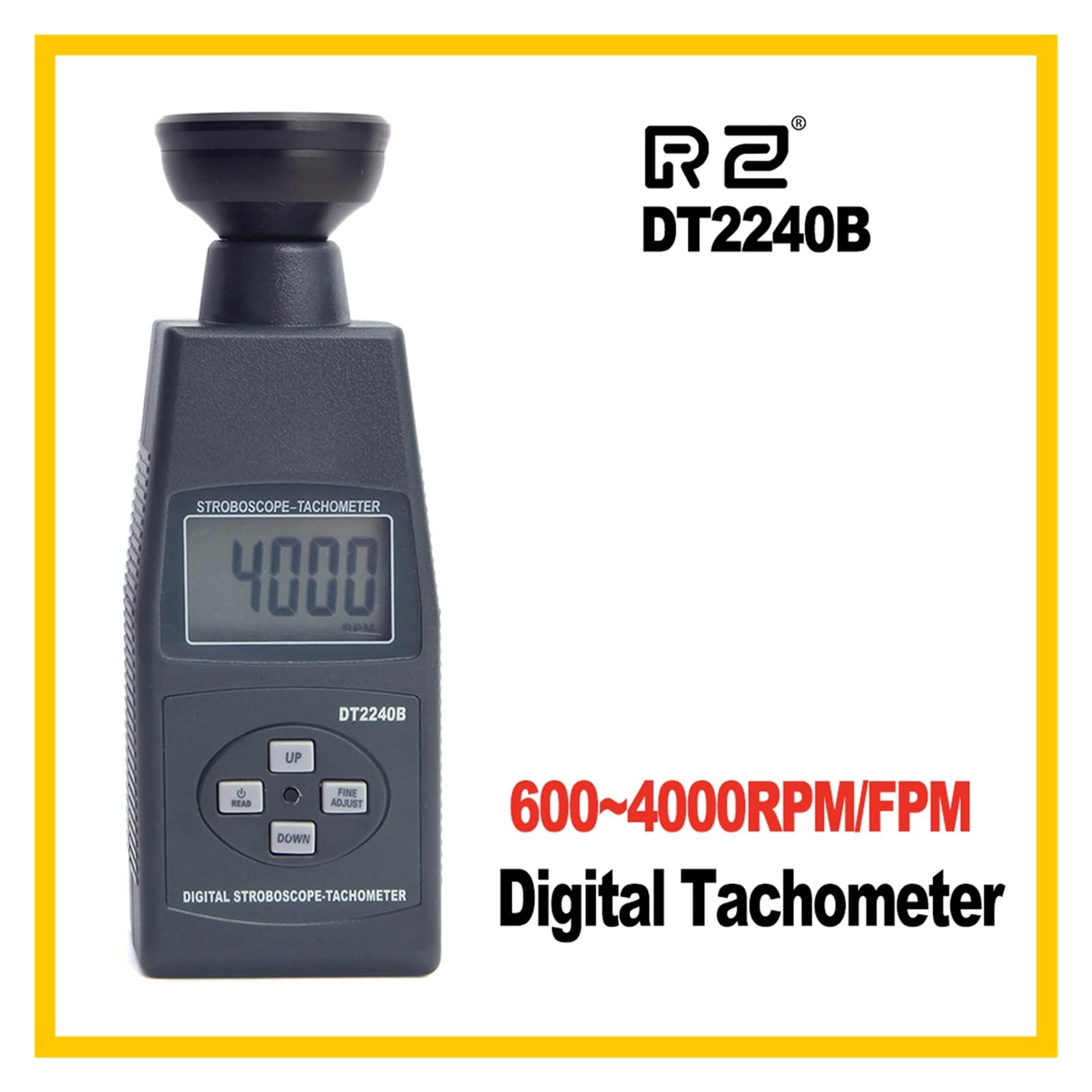Digital LCD Tachometer Nichtkontakt-Blitz-Stroboskop Photoelektrische Revolution Messmesser Tacher 60~1999 9rpm DT2239B, Tech-Modul
