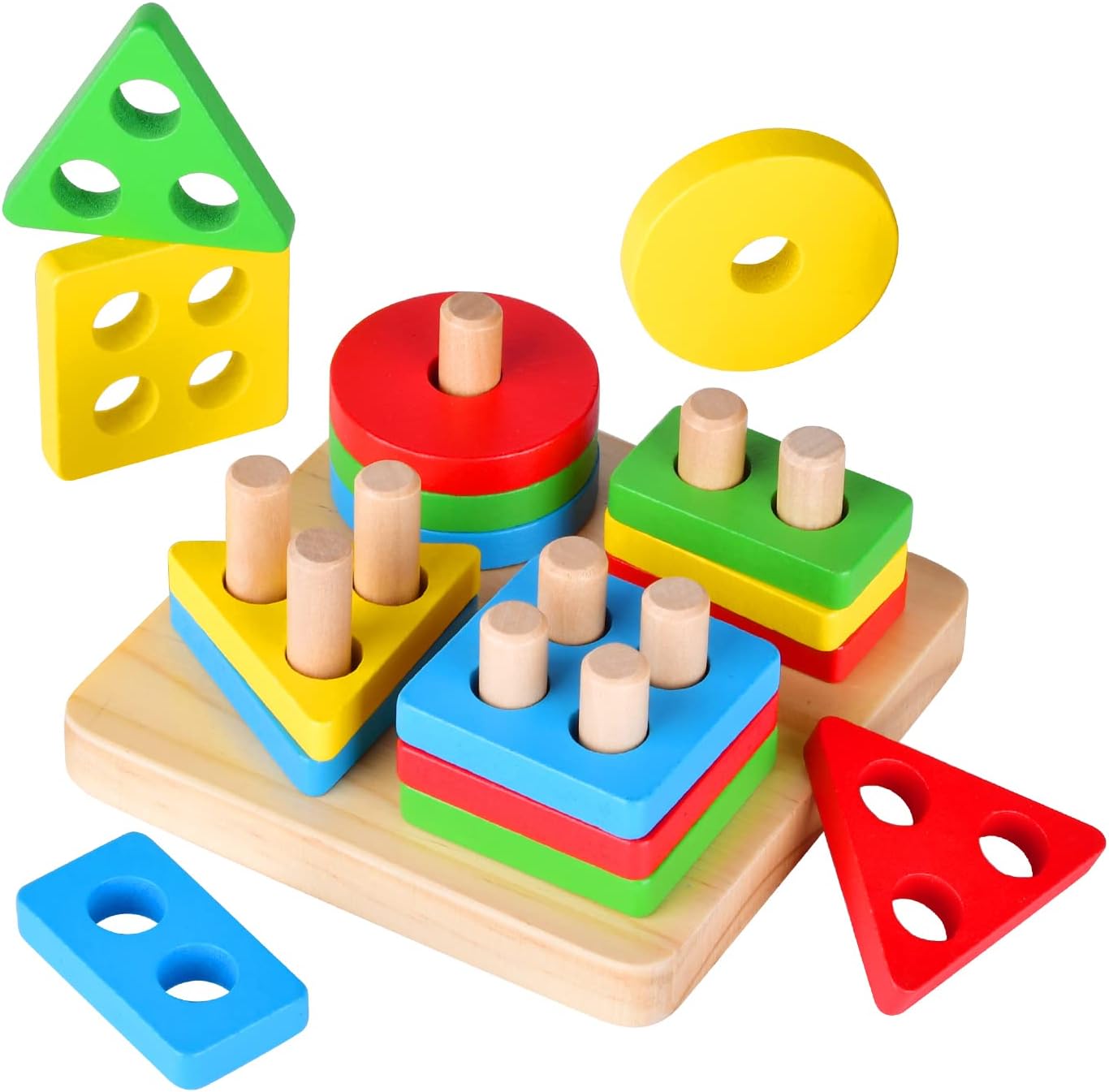 Montessori Toys for 14 Year Old Boys Girls, Wooden Sorting Stacking