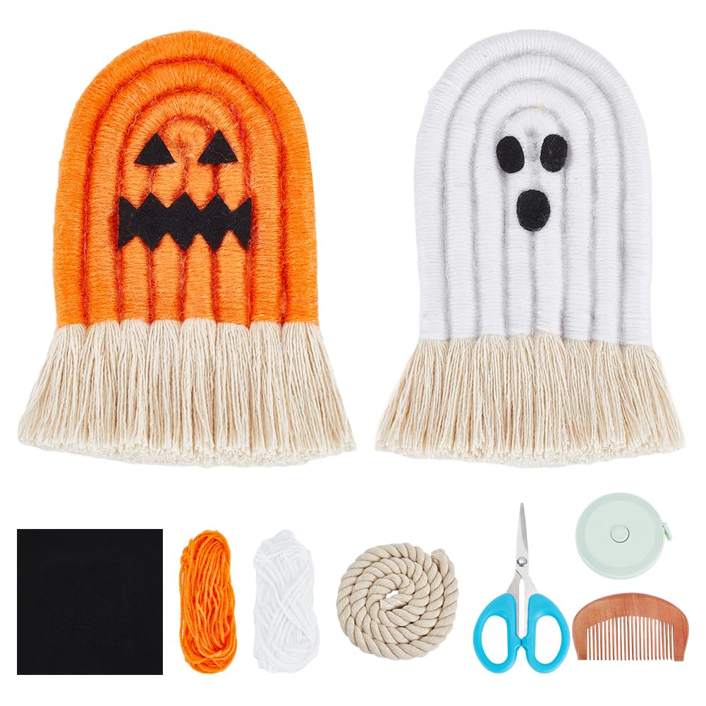 Halloween Makramee Geist Wanddekoration – Set Mit 2 Geistern, Handgemachte Boho-Deko