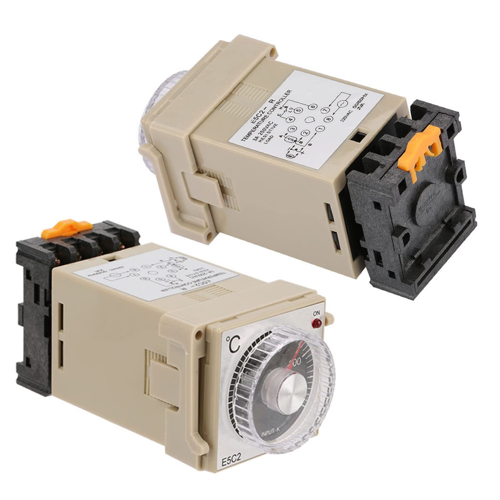 Regolatore di Temperatura E5C2-R, Regolatore di Temperatura con Quadrante Analogico Strumento di Controllo della Temperatura su Guida Din