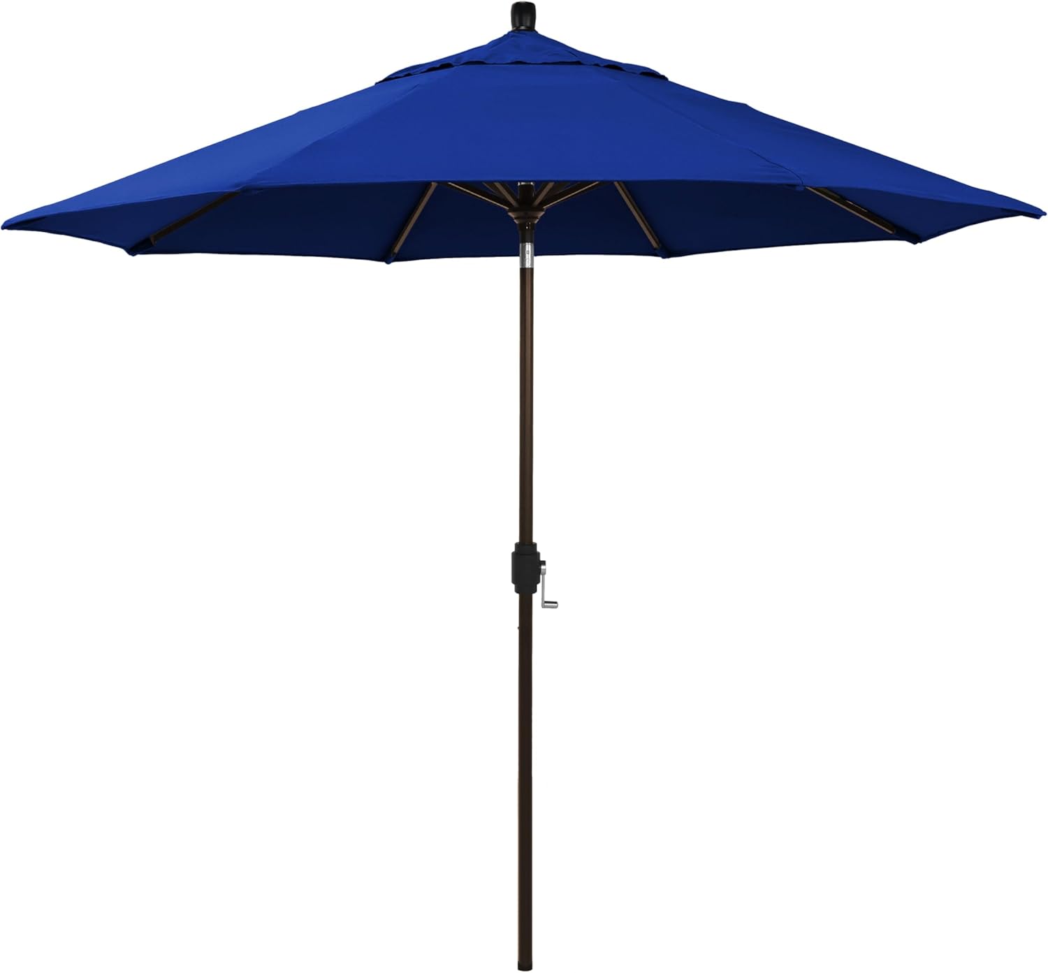 California Umbrella 12-Year-Non-Fading, 9Ft Premium Sunbrella Patio Umbrella, Hand-Crank, Button-Tilt, Bronze Frame, Black Fabric