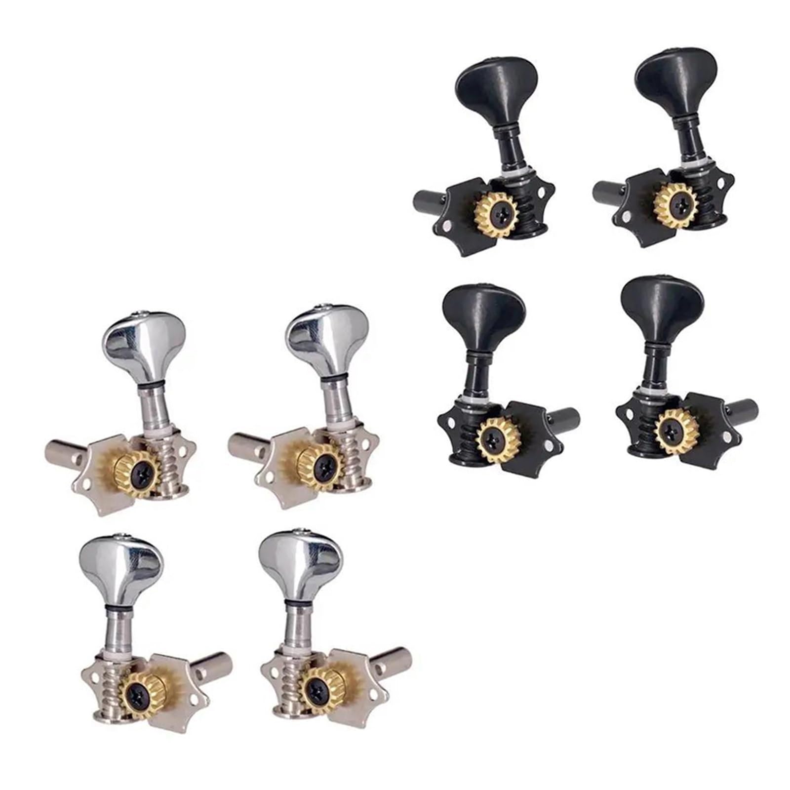 Meccaniche Per Chitarra 4 Pezzi 2R2L Ukulele Testa Della Macchina Accordatori Picchetti In Ferro Set Parti Di Ricambio Per Chitarra(Silver)