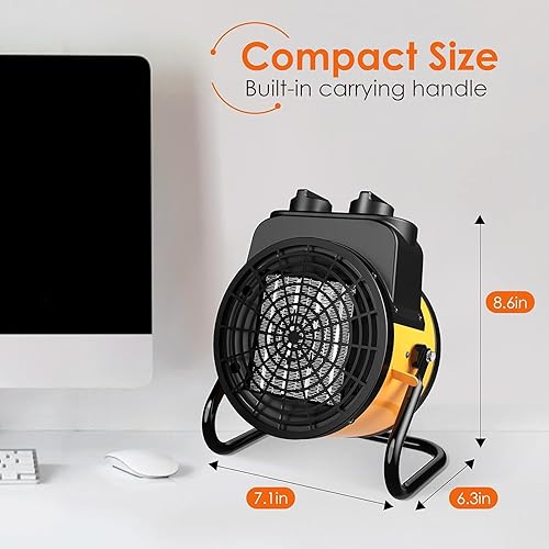 Miniatura 7 de Calentador de garaje para exteriores, calentador de espacio portátil con señor de 6.56 pies de largo, calentador de espacio con 3 modos, calor