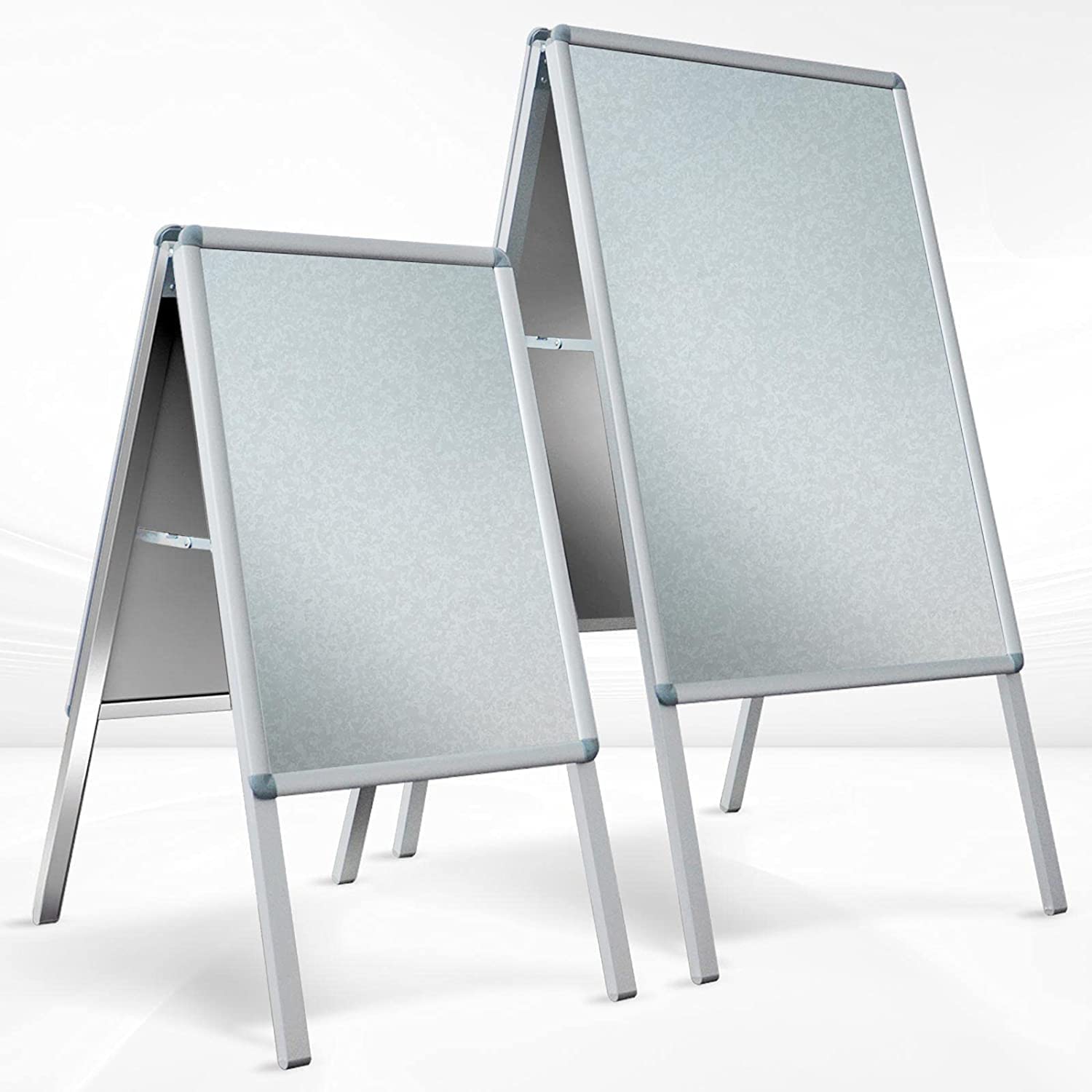 Kundenstopper | Aufsteller mit Aluminium-Rahmen | Doppelseitig verwendbar DIN A1 DIN A2 | Metallrückwand (Rahmenbreite: 32mm | DIN A1)