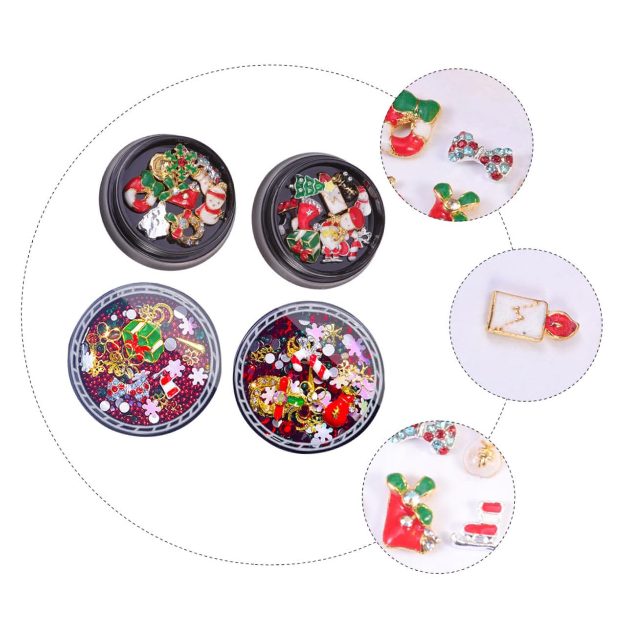 Healvian 4pezzi Charm Natalizi Per Unghie Rhinestone Decorazioni Accessori Per Manicure Per e Decorazioni