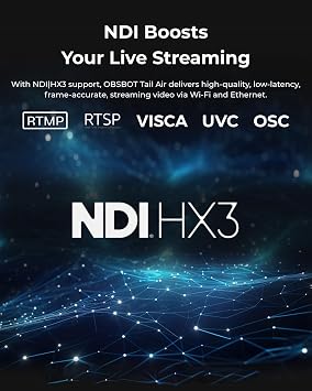 OBSBOT Tail Air with NDI Activated 4K Streaming Camera AI Tracking & Gesture Control PTZ Webcam for YouTube Twitch Church HDMI USB-C Wireless Unlimited Connect