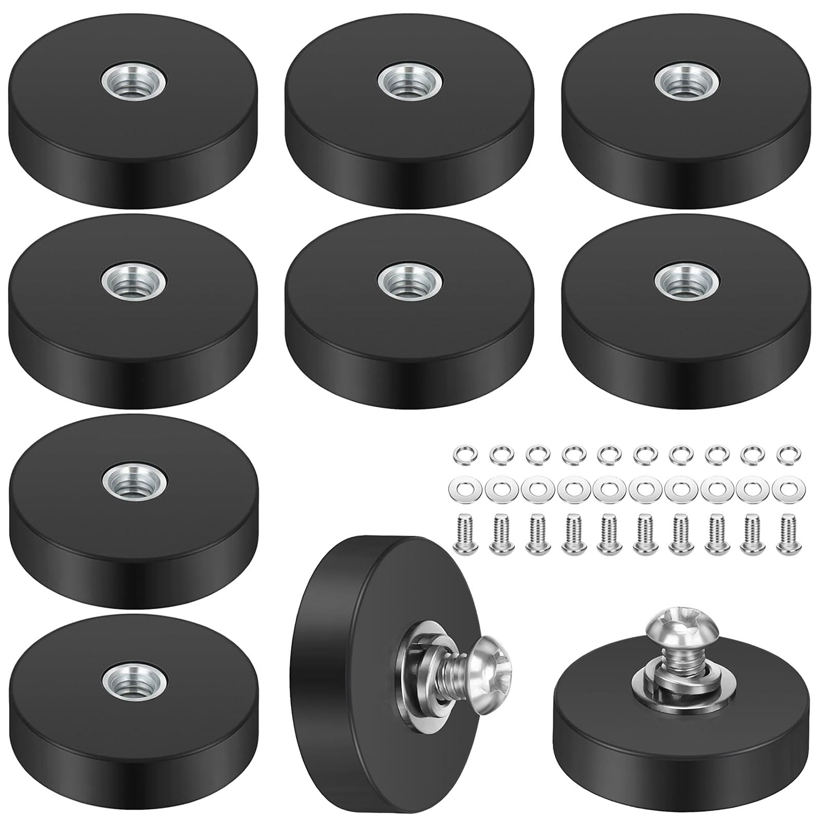 10 Stück Magnet Gummiert, 22mm Neodym Magnet Gummiert mit M4 Flacher Faden, Extra Stark 5,5kg Haftkraft, Magnete Anti-Rutsch Starke Gummiert Magnete für Lichtleisten, Fahrzeuge