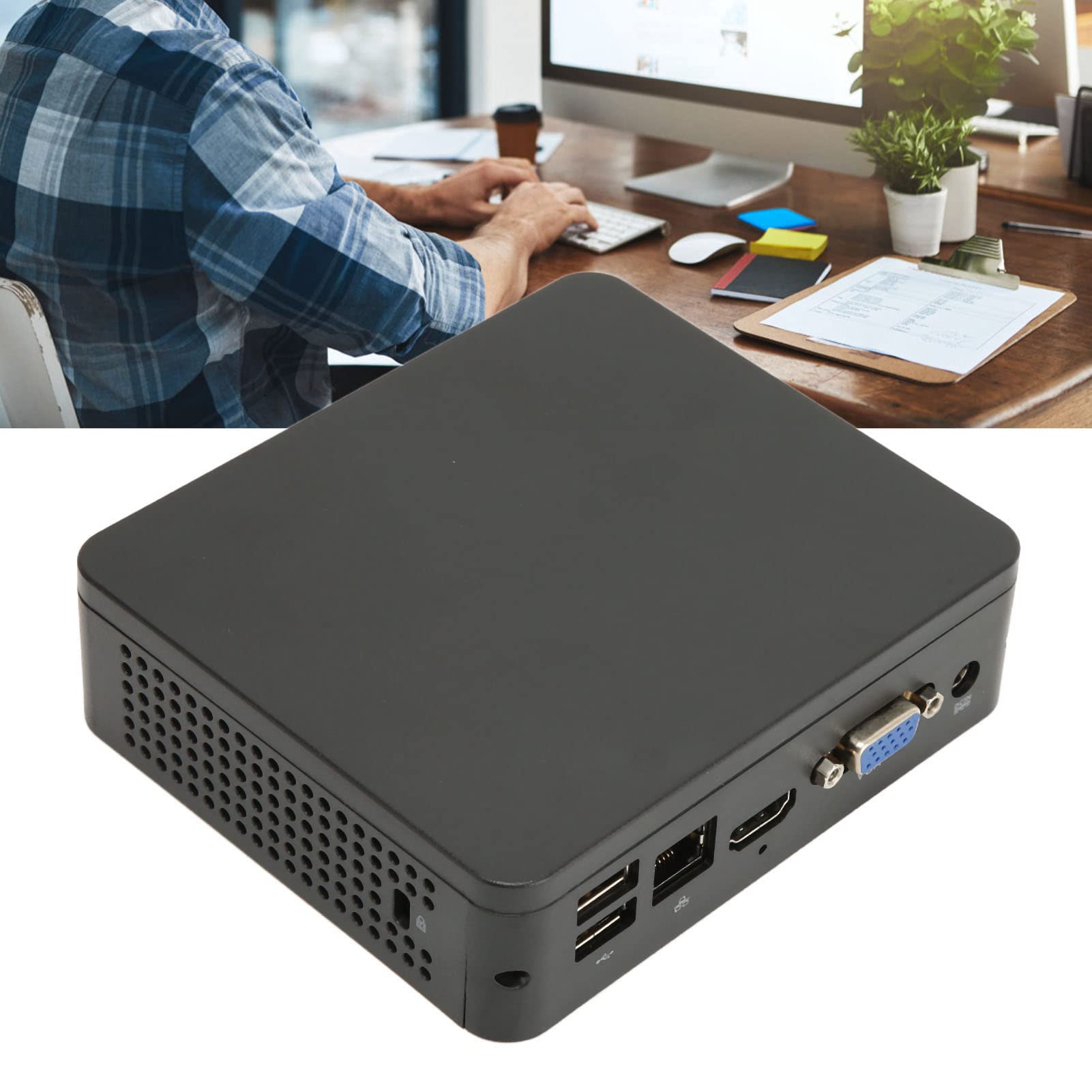 Mini-pc 4GB RAM 64GB SSD, X5 Z8350-processor, 4K HDMI VGA-uitgang, Gigabit- netwerkkaart, USB3.0 Ventilatorloze Minicomputer voor Zakelijk Thuiskantoor