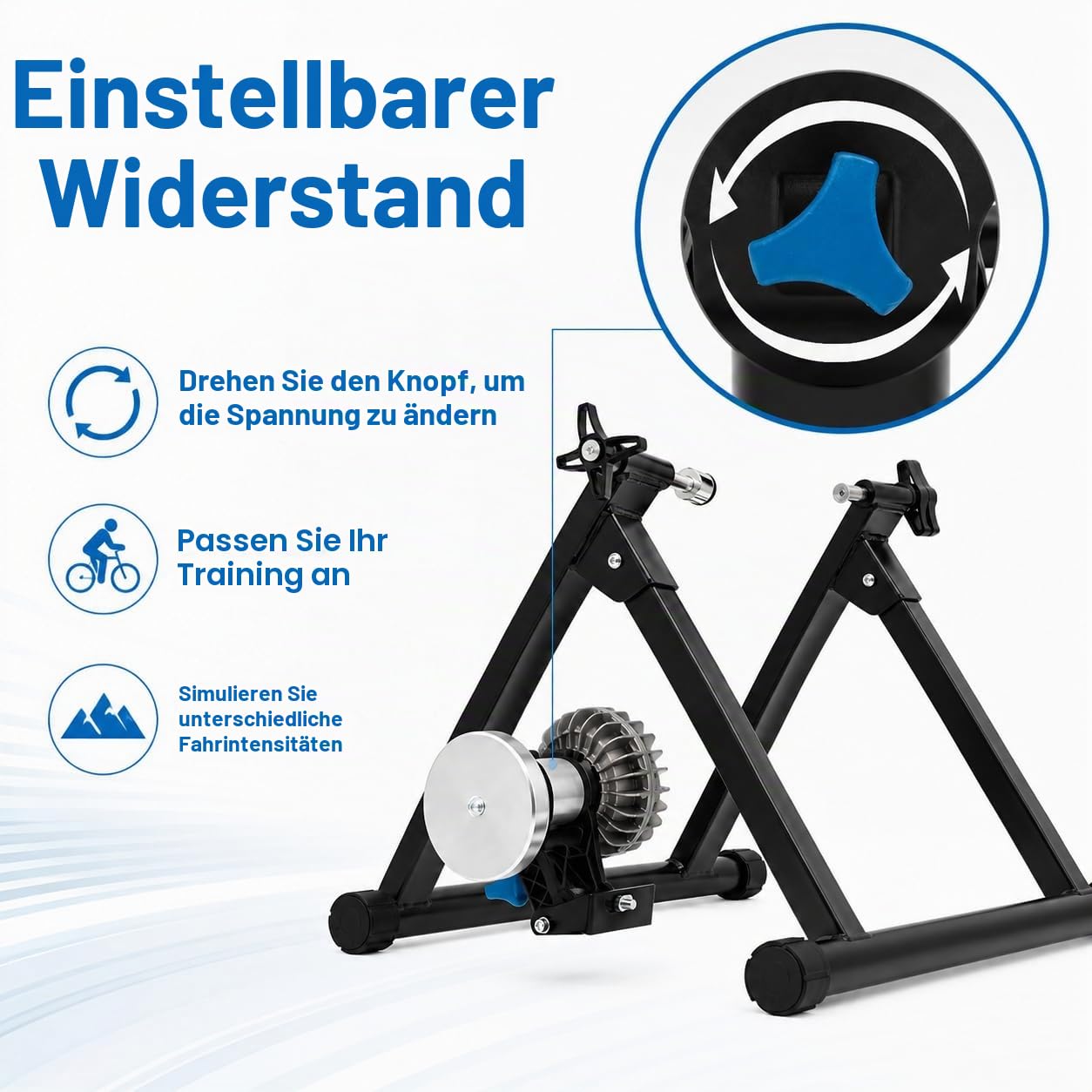 Home Trainer für Fahrrad, Heimtrainer, verstellbares Design, Fluid Bike, Trainer, Trainingsbank für Fahrräder, geeignet für Fahrräder von 26 – 29 Zoll, Mountainbikes