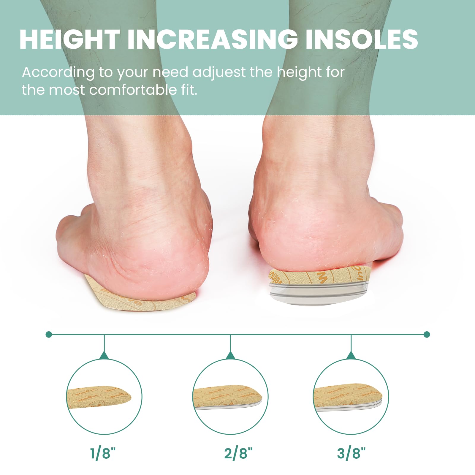 Taloneras Fascitis Plantar Silicona Gel Alivio Dolor Talón Espolones Calcáneos Beige 3 Capas
