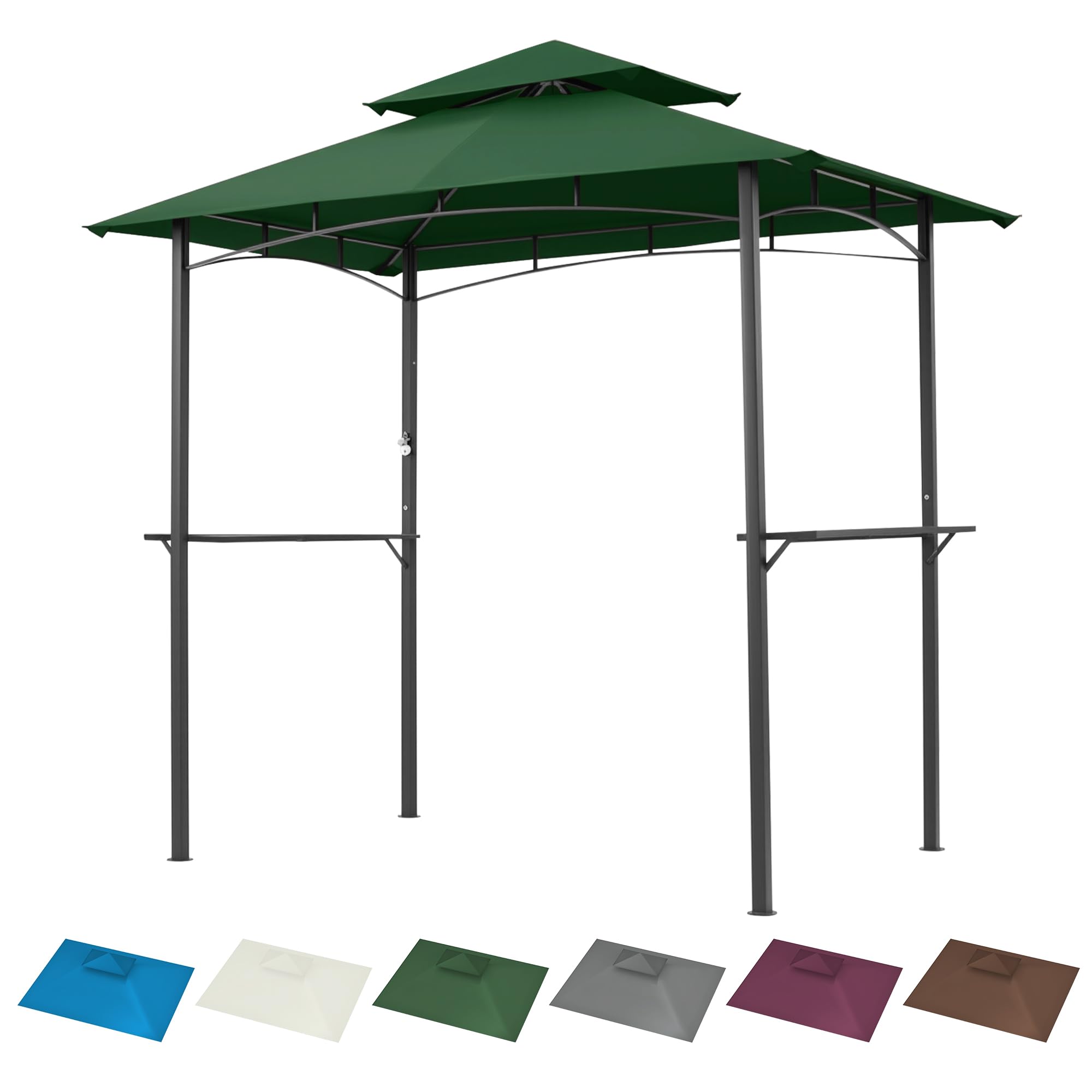 Grill Gazebo Replacement Canopy Top Only - 5' x 8' Outdoor BBQ Gazebo Canopy Roof, Waterproof Double Tiered Shelter Cover Fit for L-GG001PST-F(5 * 8FT-Blackish Green)