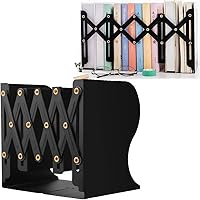 NUOQIKU Heavy Duty Metal Bookends - Adjustable Sturdy Book Stoppers for Heavy Books, Office School Desk Organizer (Black)