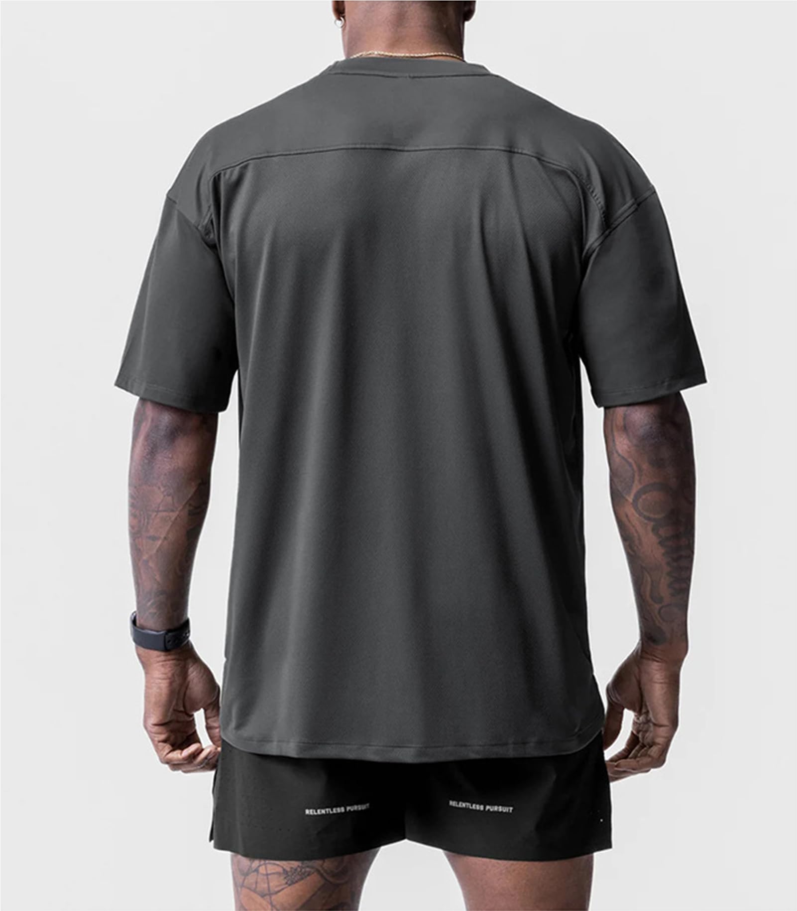 Camisa Camiseta de natación para Hombre Running Round Neck Rash Guard Camiseta de Pesca de Surf de Secado rápido,Dark Grey,L