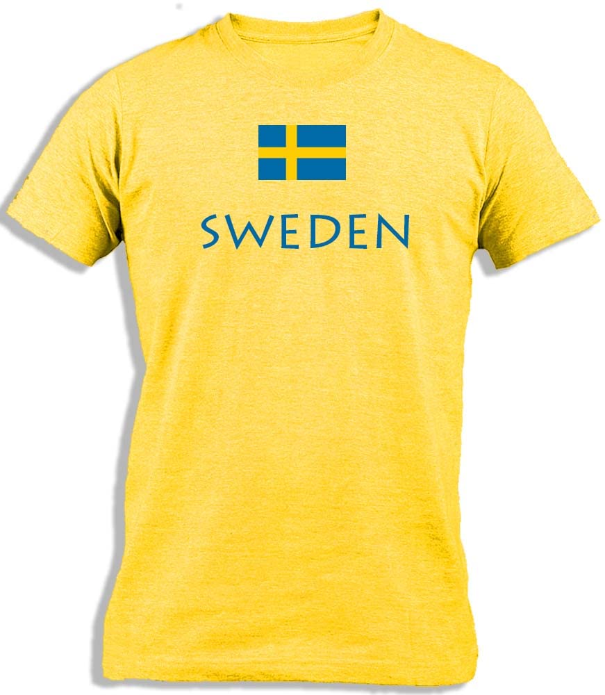 Ay Cabron™ Sweden With Flag | Swedish Flag | Flag Of Sweden Cotton T-Shirt For Men, YELLOW, XS