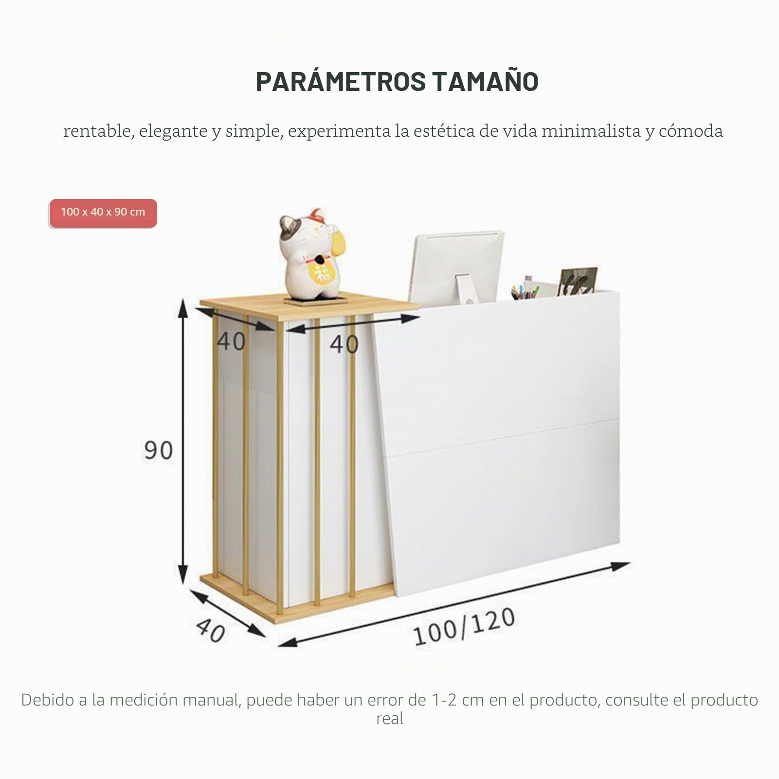 GAOXIAO Mostrador Recepcion Mesa de Recepción Simple Mostradores para Tiendas Gabinete de Cajero Recepciones Peluqueria Escritorio de Recepción Pequeño con Cajón Cerradura A 120 cm