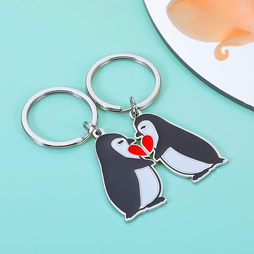 Miniatura 4 de Regalo para el día de San Valentín para mujeres hombres esposo esposa 2 piezas de pingüino lindo llavero para amantes de los pingüinos regalo de