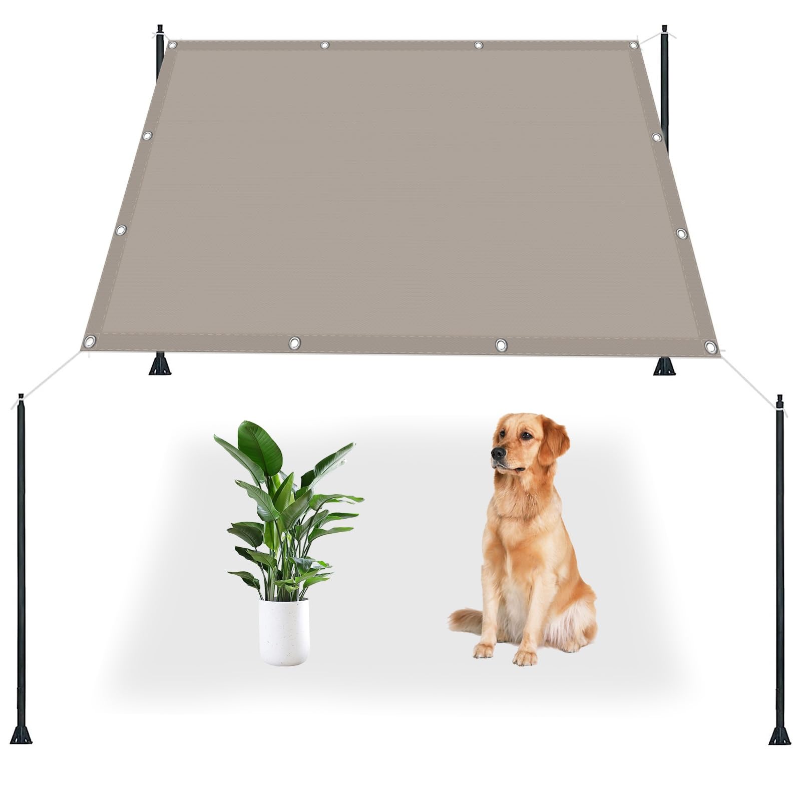 Voile d'ombrage kaki 1.8x3.4 m en polyester avec œillets filet ombrage extérieur jardin