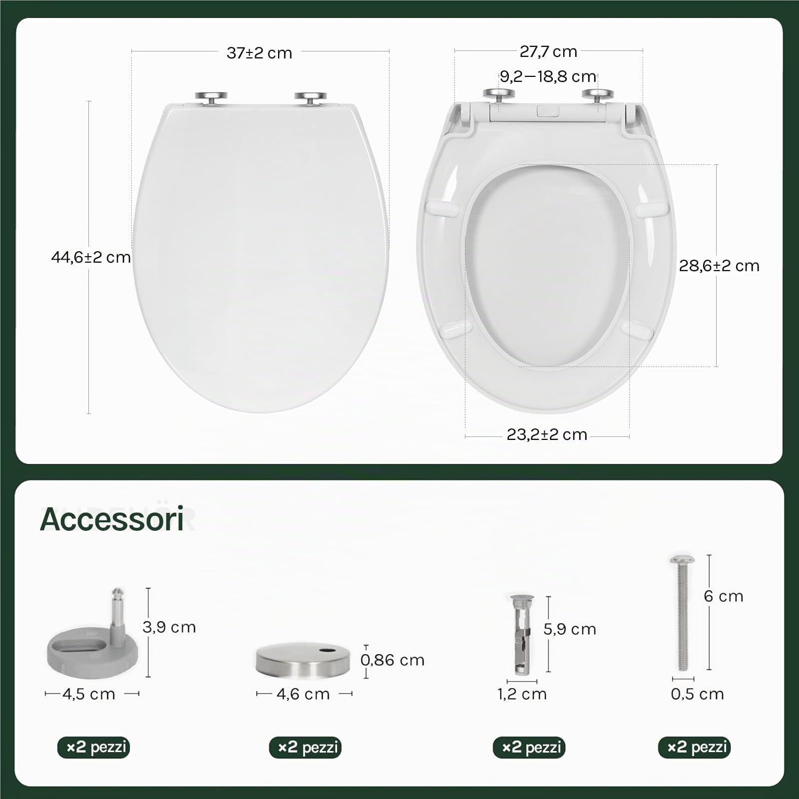 WOLTU Copriwater Sedile WC Universale Coperchio con Chiusura Ammortizzata Soft Close Toilet Seat Bagno in Plastica Bianco a Forma di O