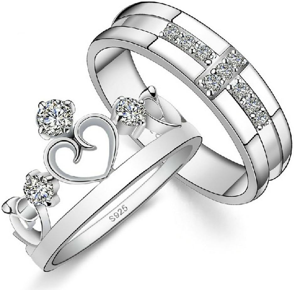 925 Sterling Silver CZ Ring, Engraved, Couple Rings
