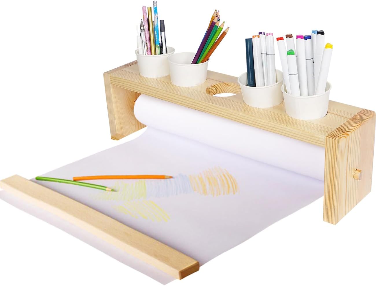 A.B Crew Wooden Tabletop Paper Roll Dispenser with Pencil