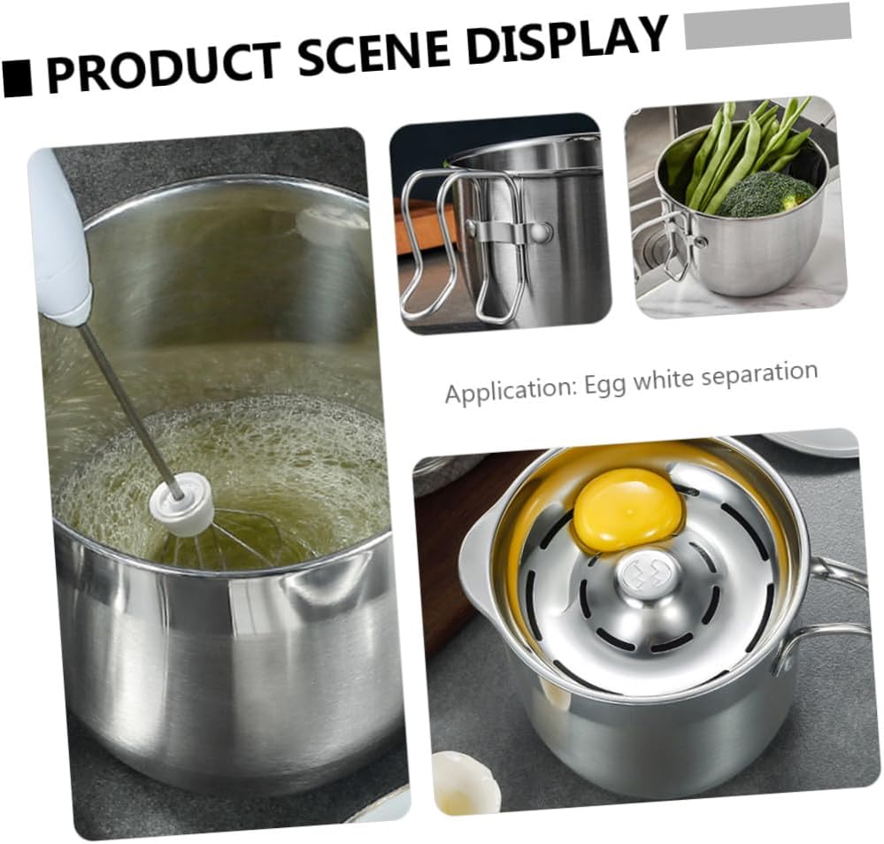 Cabilock Stainless Steel Egg Separator with Lid Large Egg Dividing Bucket for Kitchen