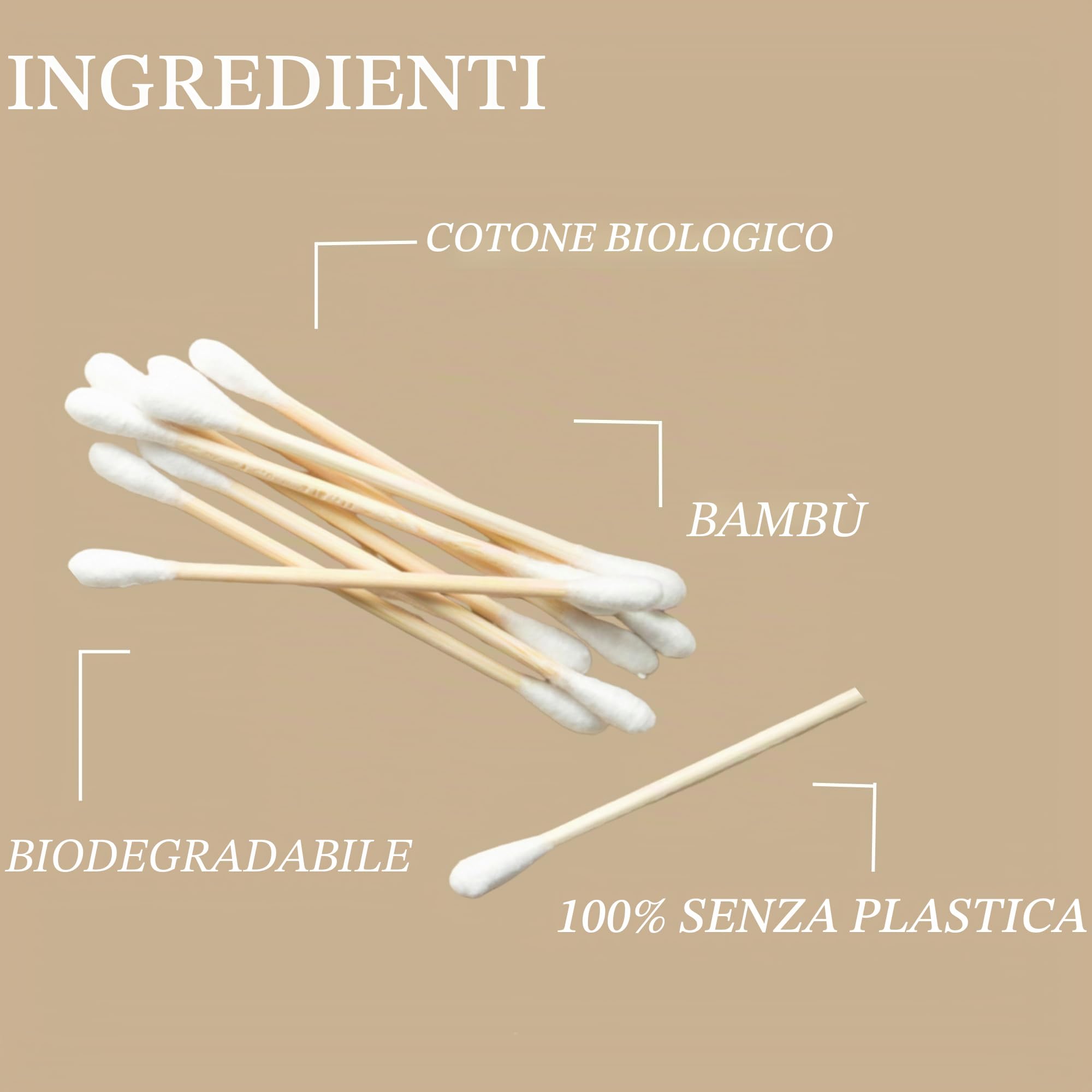 UpCircle Cotton fioc di bambù – 200 pezzi – biodegradabili, sostenibili, senza plastica, completamente riciclabili – un punto fermo per qualsiasi bagno