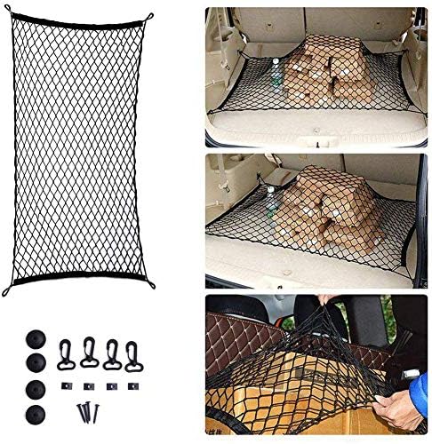 Vixzero 60 X 115CM Cargo Nylon Net Adjustable Elastic Trunk Cargo Organizer Nylon Mesh Rear Car Net for SUV, Truck Bed, Pickup