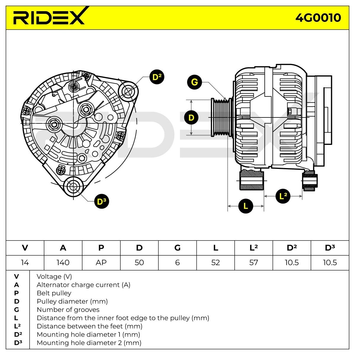 RIDEX 4G0010 Alternador Compatible con OPEL Vectra C Caravan Z02