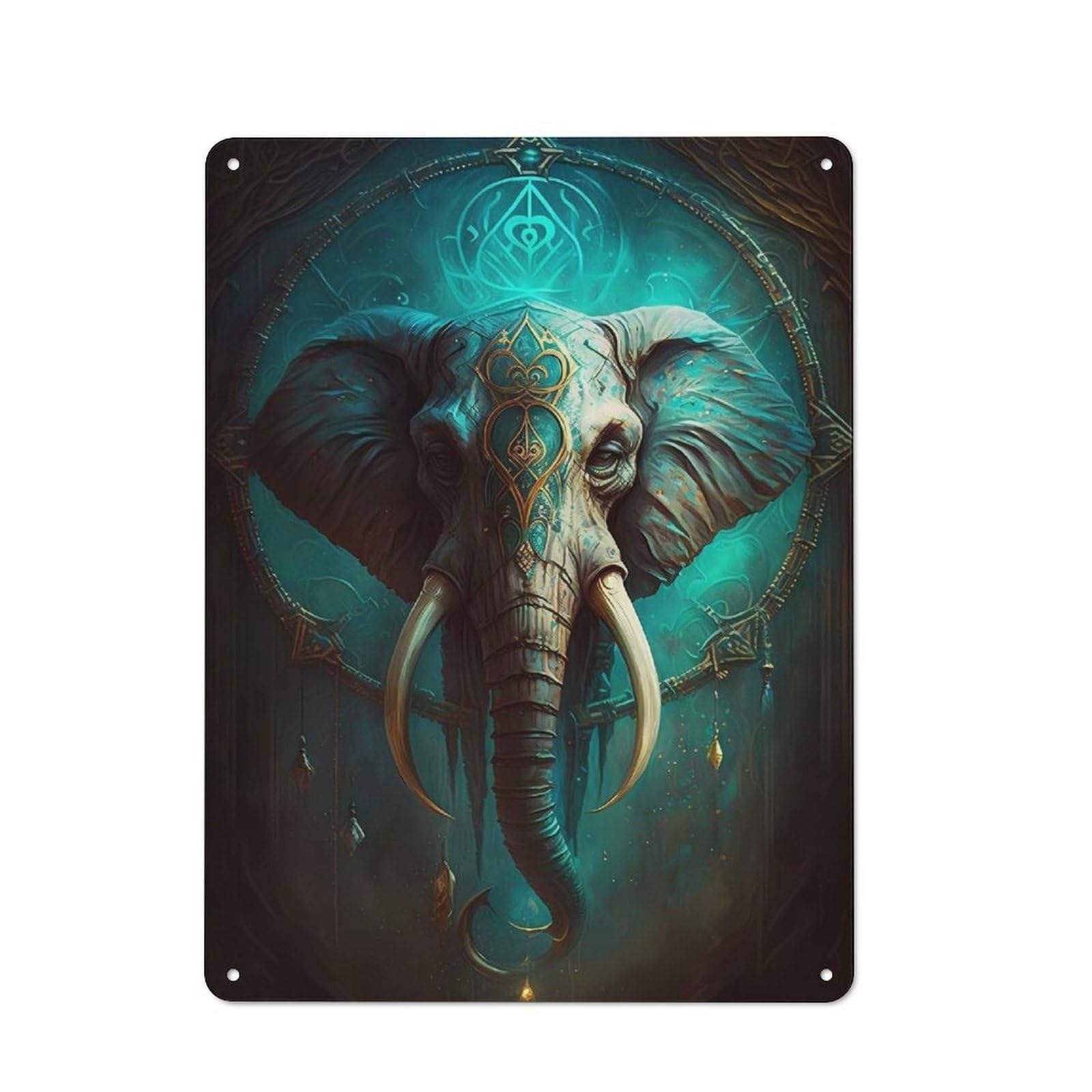 Junmoney Elephant Fantastical Retro Metal Sign 40X30cm, Old Fashioned Retro Room Decor For Living Room, Hallway, Kitchen Or Cafe