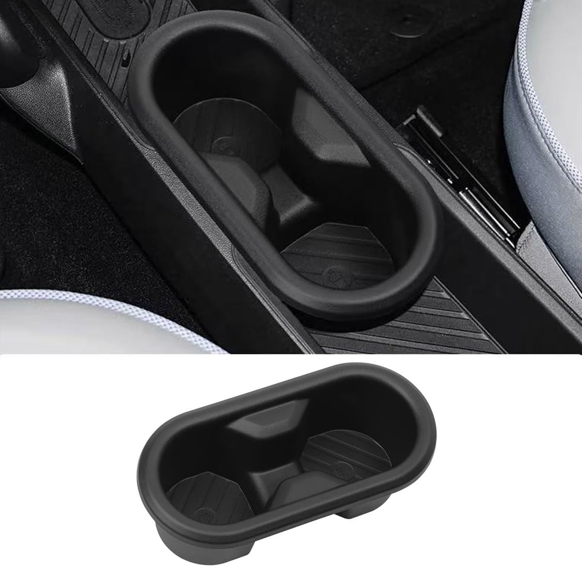 SHIFENG Pour Mini 2024 2025 J01 EV J05 Aceman Cooper E SE en silicone antidérapant pour consoles centrales Porte-gobelet Noir Accessoires