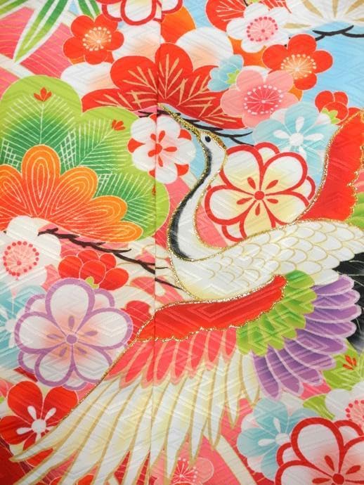 七五三 7歳用女の子高級着物水色系 刺繍入り 祝い鶴h1088 七五三 7