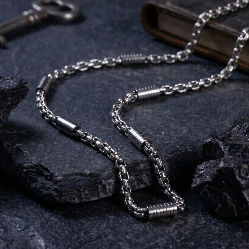 Image of SALTY ALPHA Anti Tarnish Stainless Steel Locket Neck Chain for Men | Stylish Pendant Necklace | Jewellery Accessories for Boys | Minimal Jewelry | Gifts for Boyfriend & Husband | Gift for Diwali, Christmas, Marriage, Birthday, Rakhi