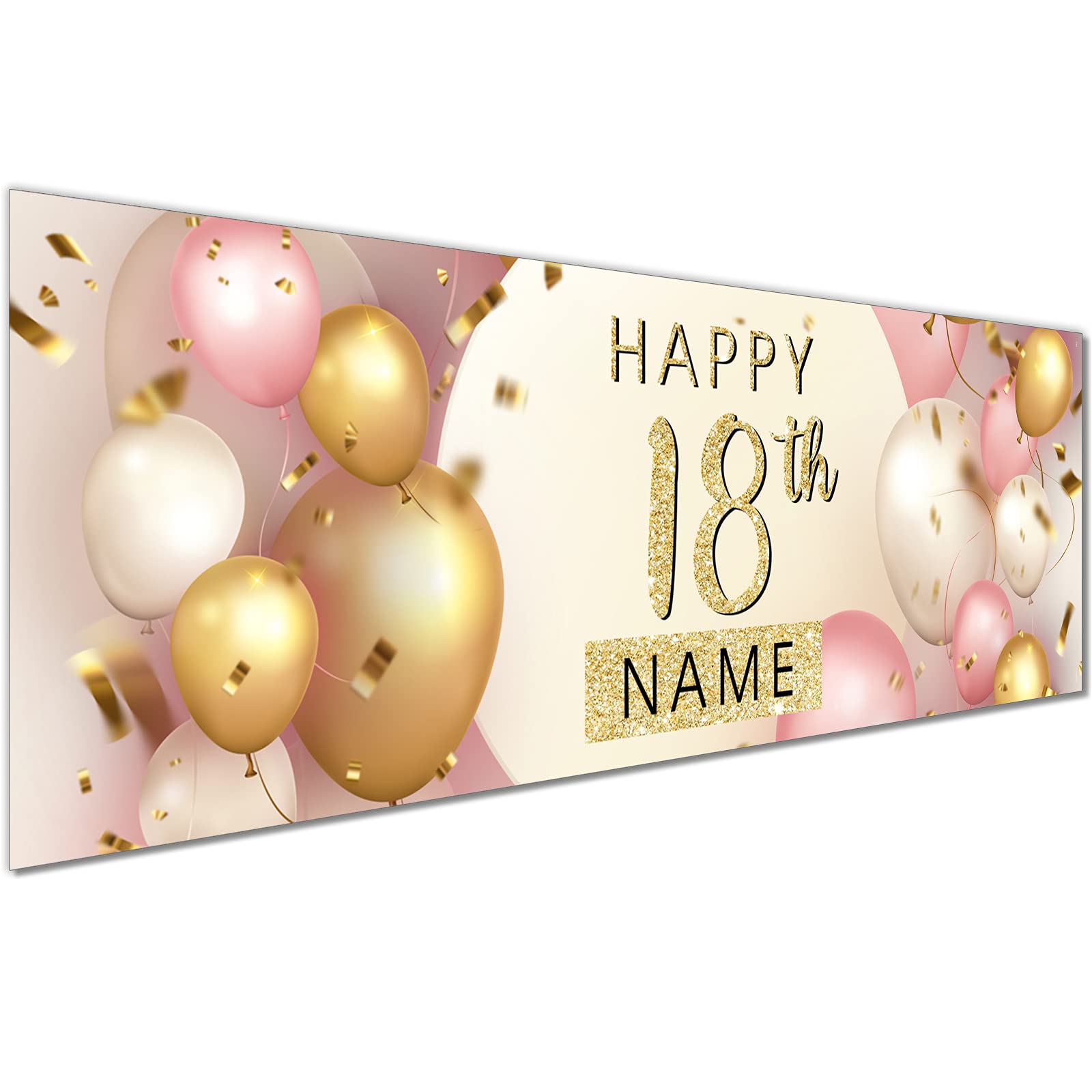 18th Happy Birthday Personalised Birthday Banner | 18th Birthday Banners for her | Birthday Decorations for Her | Birthday Banners for Women Girls | Pink Gold| 1 x 6FT Large Banner
